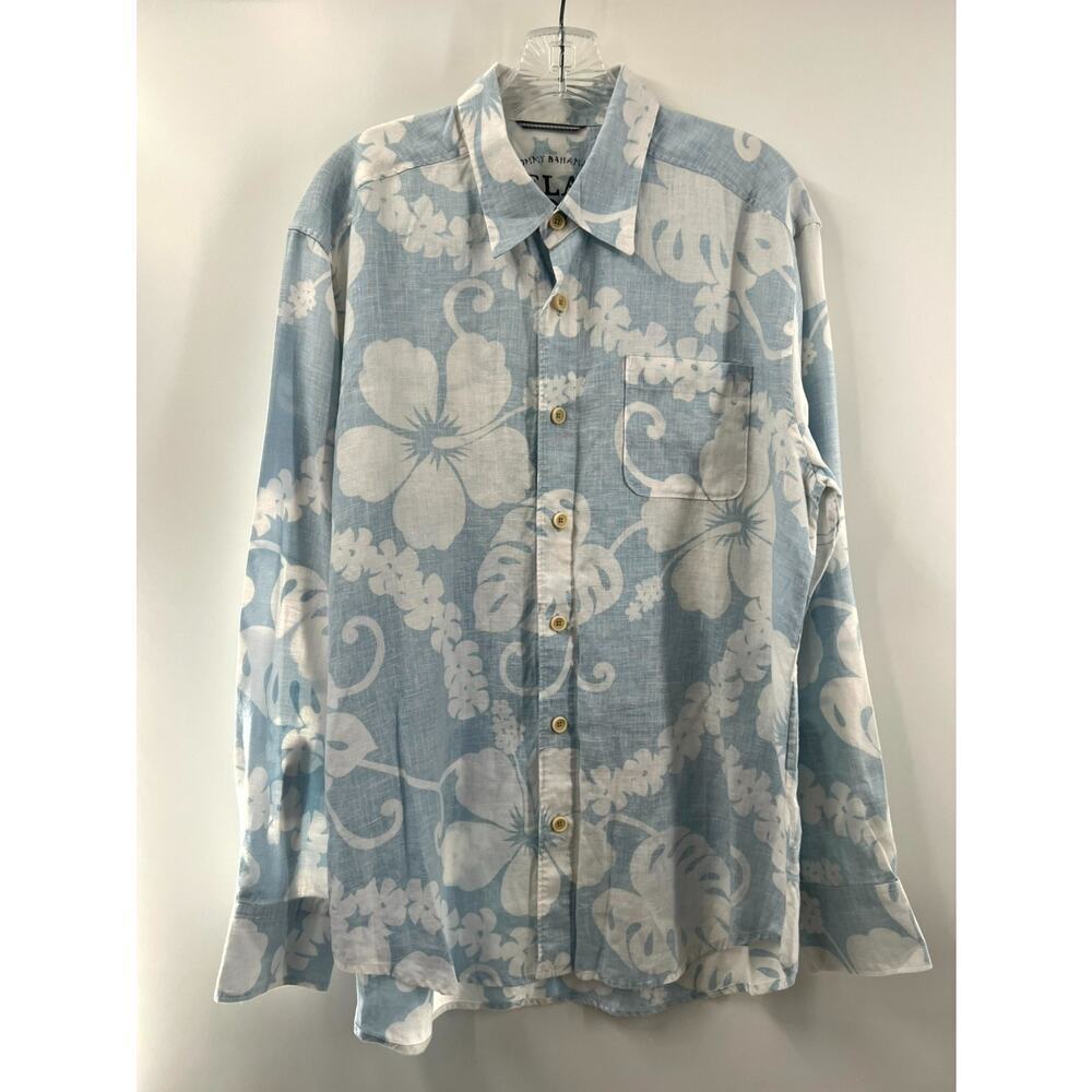 Tommy Bahama Men's Multicolor Linen Floral Long Sleeve Button Down Shirt Medium